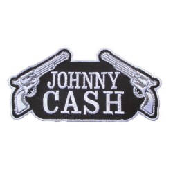 Patch Johnny Cash et 2 Pistolets Noir Blanc 12.5cm Écusson Country Rock
