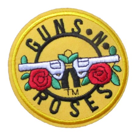 Patch Guns N' Roses Jaune Groupe Rock Écusson Thermocollant Pistolets Croisés
