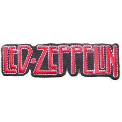 Patch groupe hard rock Led Zeppelin inscription rouge 11,5x3 cm écusson rectangulaire thermocollant pour veste blouson
