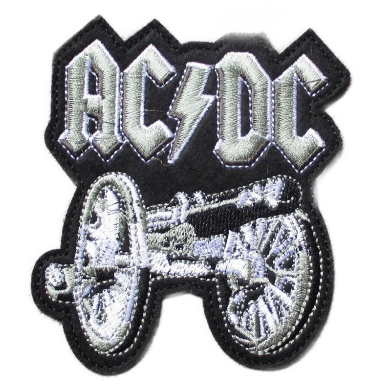 Patch Thermocollant ACDC Canon Noir Gris Hard Rock Groupe Musique
