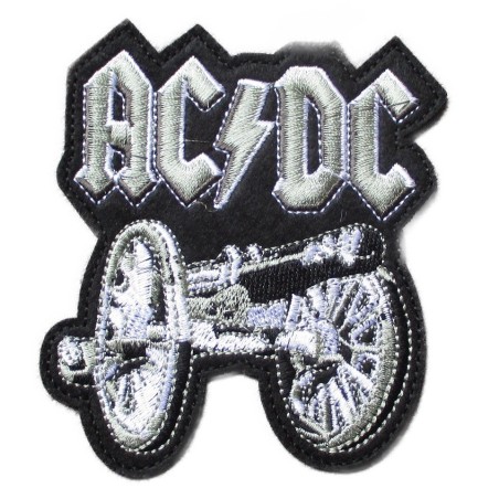 Patch Thermocollant ACDC Canon Noir Gris Hard Rock Groupe Musique
