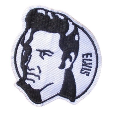Patch Elvis Presley Schwarzweiß Aufnäher King Rock 'n' Roll USA
