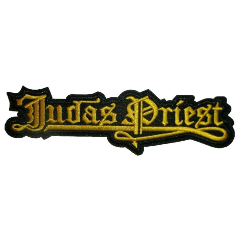 Patch Judas Priest Jaune Groupe Hard Rock 13x4 cm Écusson Thermocollant pour Veste Blouson
