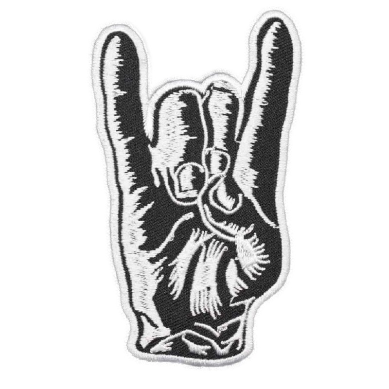 Patch Hauptlogo Hard Rock Schwarz 10x5 cm Band Aufnäher Thermokleber Mann Hammer
