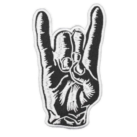 Patch Hauptlogo Hard Rock Schwarz 10x5 cm Band Aufnäher Thermokleber Mann Hammer
