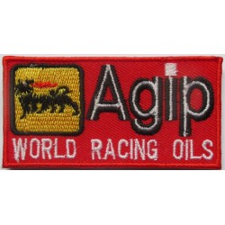 Petit patch Agip rouge 7,5x4 cm World Racing Oils écusson thermocollant
