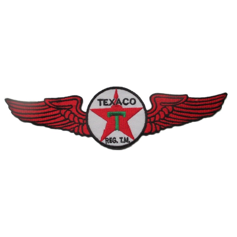 patch logo texaco ailé huile garage 20x5.5 cm écusson thermocollant
