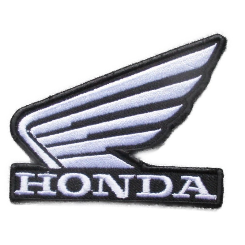 Patch Moto Honda Ailé Noir Blanc Écusson Veste Blouson Huile
