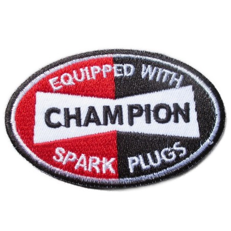 Patch Zündkerze Champion Spark Plugs Oval Aufnäher Deko Jacke Garage
