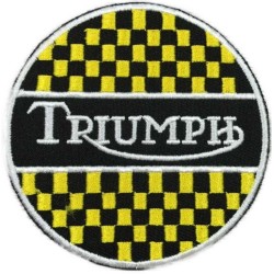 patch moto triumph damier noir jaune - écusson thermocollant