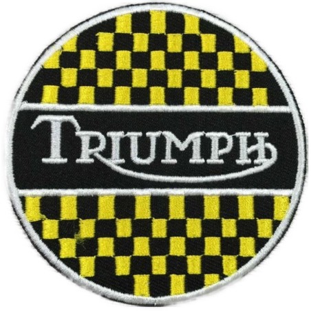 patch moto triumph damier noir jaune - écusson thermocollant