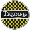 patch moto triumph damier noir jaune - écusson thermocollant
