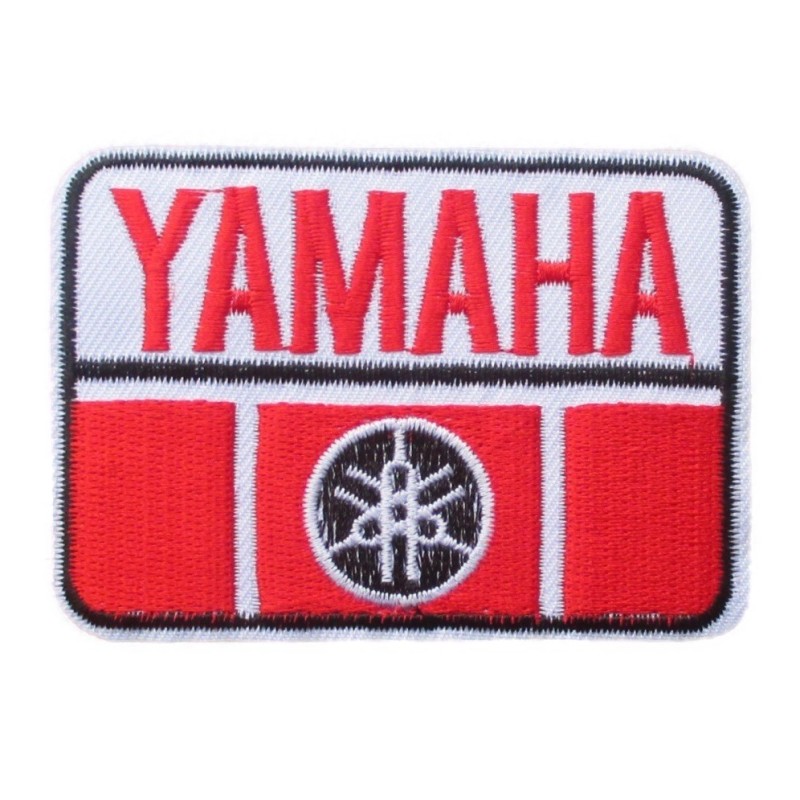 Yamaha Aufnäher rot, rechteckig, zum Aufbügeln, Motorrad