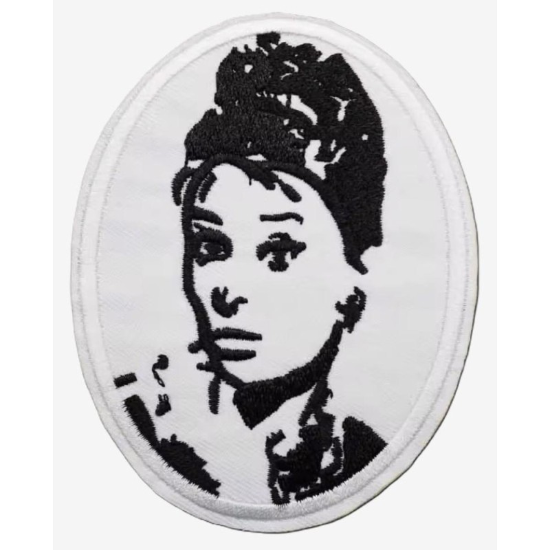 Écusson Thermocollant Audrey Hepburn – Portrait Brodé 10x8 cm