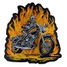Bestickter Rückenaufnäher – "Hell Rider" Skelett-Biker in Flammen