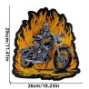 Bestickter Rückenaufnäher – "Hell Rider" Skelett-Biker in Flammen