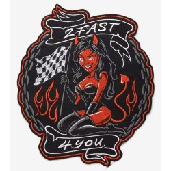 Patch Dorsal Brodé - Diablesse sexy  "2Fast4You" (27,5 x 24 cm)