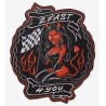 Patch Dorsal Brodé - Diablesse sexy  "2Fast4You" (27,5 x 24 cm)