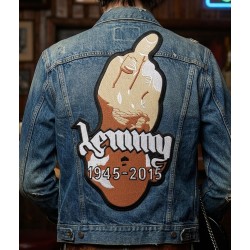 Patch Dorsal Hommage Lemmy "1945-2015"  doigt en l'air (30 x 16 cm)