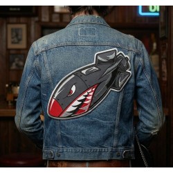 Patch Dorsal Bombe Requin - Style Nose Art Militaire (29 x 14 cm)