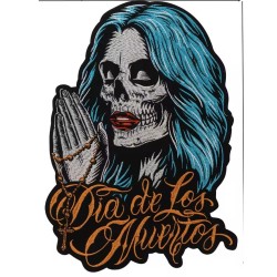 : Grand Patch Dorsal Día de los Muertos - Santa Muerte & Chapelet (34,5 x 22,5 cm)