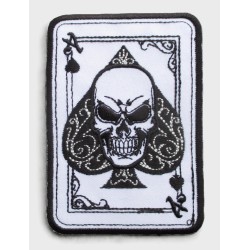 Patch Brodé As de Pique avec Crâne Filigrané 9x6.5cm