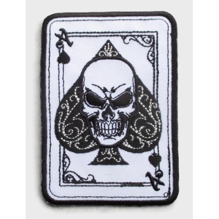 Pik-As mit Filigran-Totenkopf Aufnäher