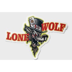 Sticker Loup Solitaire Chapeau "No Club Loup Solitaire" 13x9.5 cm - Autocollant Voiture Moto
