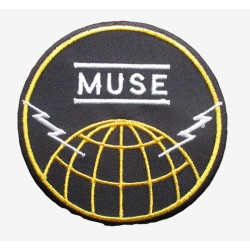 Patch Brodé Muse - Globe & Éclairs rond 7cm