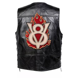 Grand Patch Dos veste V8  & Flammes 29.5x20.5cm