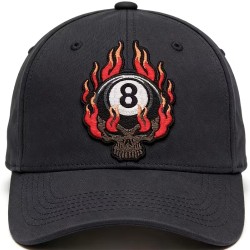 patch tete de mort 8 ball a flamming rouge 10x7cm