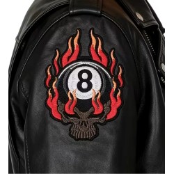 patch tete de mort 8 ball a flamming rouge 10x7cm
