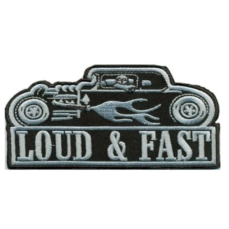 LOUD & FAST Aufbügler / Aufnäher – Retro Hot Rod Style (12x6 cm)