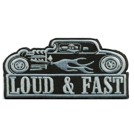 LOUD & FAST Aufbügler / Aufnäher – Retro Hot Rod Style (12x6 cm)