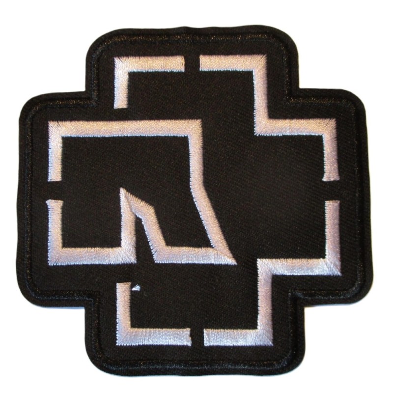 Rammstein Logo Aufnäher Schwarz Weiß Gestickt Zum Aufbügeln 8,5 x 8,5 cm