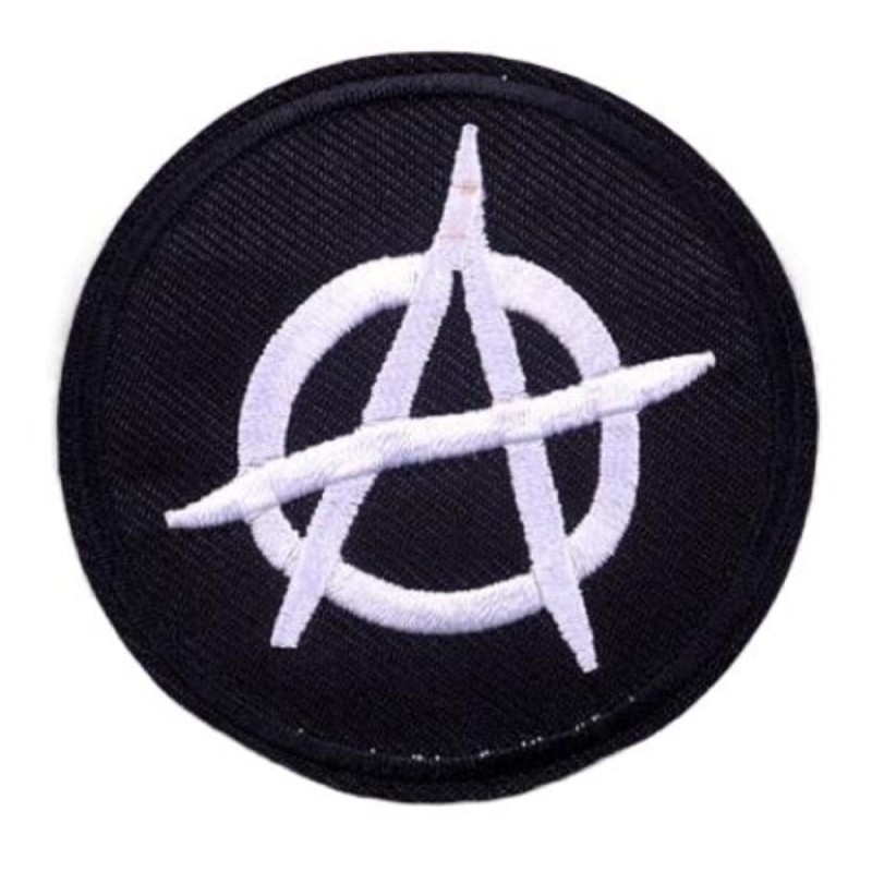 Patch Thermocollant / À Coudre Anarchie – Blanc et Noir (6,5 cm)