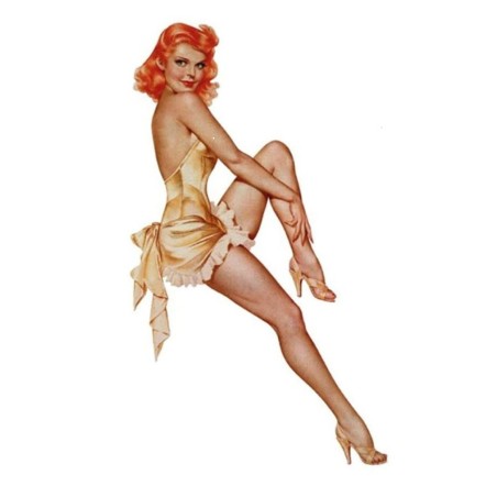 Sticker Pin-Up Rétro – Version Nuisette Dorée (14,5 x 6 cm)
