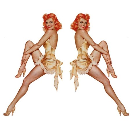 Paire de Stickers Pin-Up Rétro – Version Nuisette Dorée (1Gauche & 1 Droit)