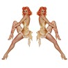 Paar Retro Pin-Up Aufkleber – Goldene Babydoll Edition (2er-Set - Links & Rechts)