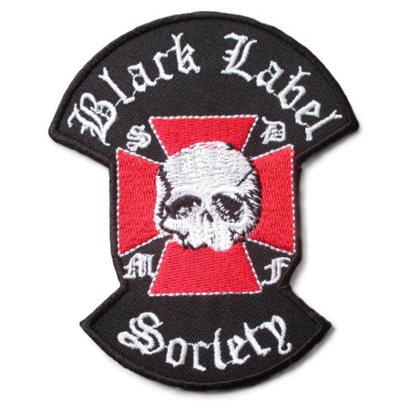 Patch thermocollant Black Label Society  Logo Crâne et Croix malte rouge(8,5 x 8 cm)