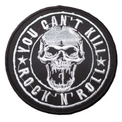 Patch rond thermocollant You Can't Kill Rock 'N' Roll Crâne (Ø 7 cm)