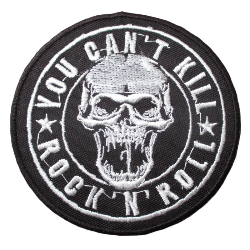 Patch rond thermocollant You Can't Kill Rock 'N' Roll Crâne (Ø 7 cm)
