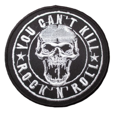 You Can't Kill Rock N' Roll Runder Aufnäher Patch Totenkopf (Ø 7 cm)