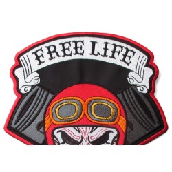 Grand Patch de Dos Biker Crâne Free Life Hard Drive (28 x 23 cm)