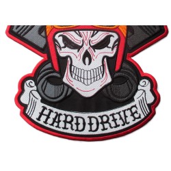 Grand Patch de Dos Biker Crâne Free Life Hard Drive (28 x 23 cm)