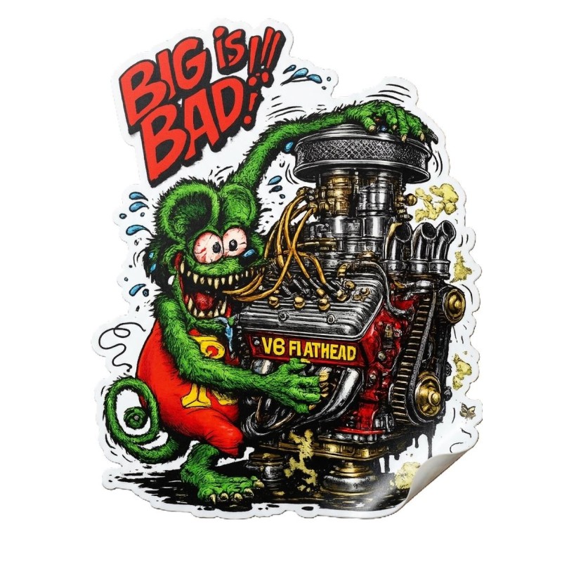 Sticker rat fink Big is Bad! V8 Flathead 12 x 9,5 cm