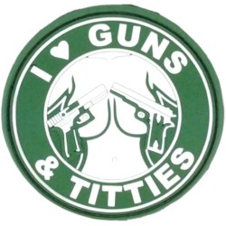 Guns & Titties Bügelpatch – 8,5 cm