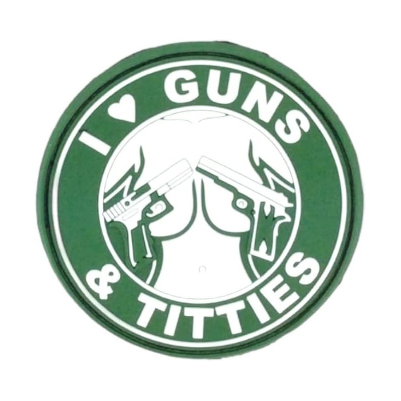 Guns & Titties Bügelpatch – 8,5 cm
