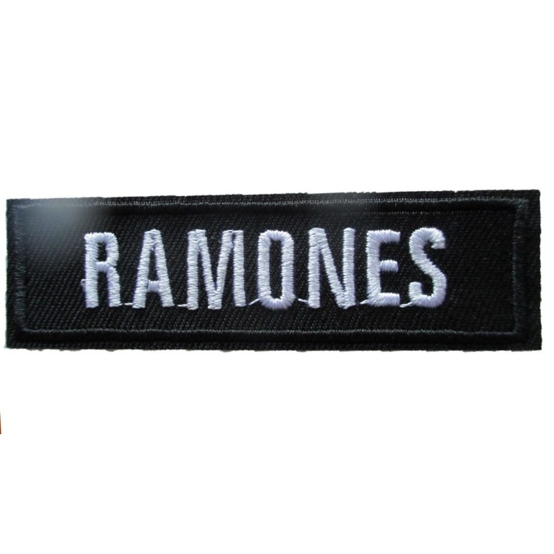 Patch Ramones Rectangulaire Noir Blanc 8x2.5 cm Écusson Thermocollant pour Veste Blouson
