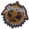 epultura Bügelbild / Bestickter Metal-Aufnäher (Totenkopf & Gitarre) – 8 x 8 cm